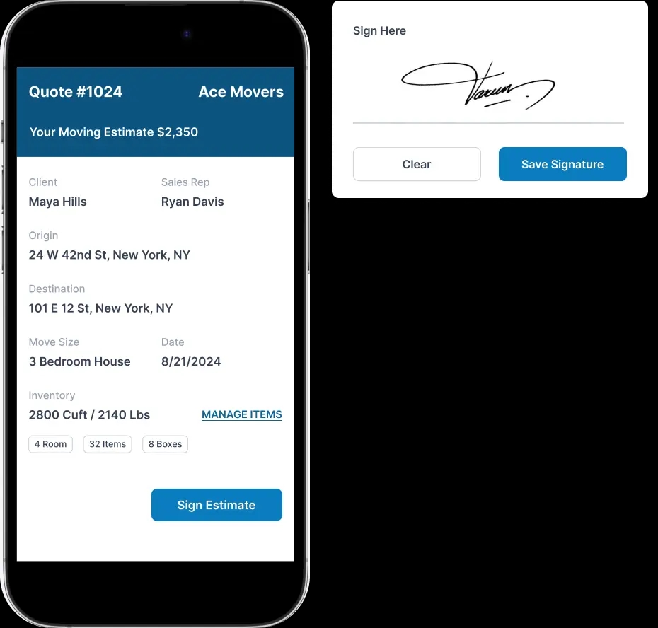 Mobile device displaying a sleek, professional estimate